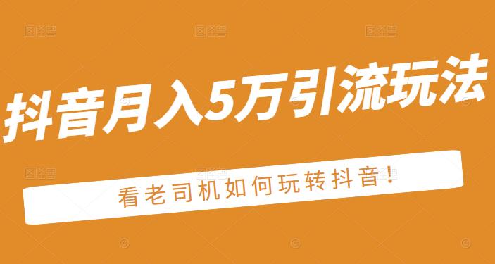 老古董·抖音月入5万引流玩法，看看老司机如何玩转抖音(附赠：抖音另类引流思路)网创吧-网创项目资源站-副业项目-创业项目-搞钱项目左姐网创