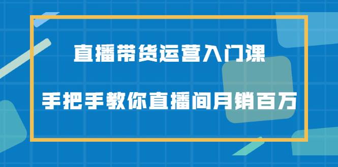 直播带货运营入门课，手把手教你直播间月销百万网创吧-网创项目资源站-副业项目-创业项目-搞钱项目左姐网创