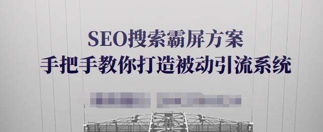 SEO搜索霸屏方案，手把手教你打造被动引流系统【视频课程】网创吧-网创项目资源站-副业项目-创业项目-搞钱项目左姐网创