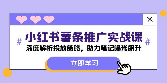 小红书-薯 条 推 广 实战课：深度解析投放策略，助力笔记曝光飙升网创吧-网创项目资源站-副业项目-创业项目-搞钱项目左姐网创