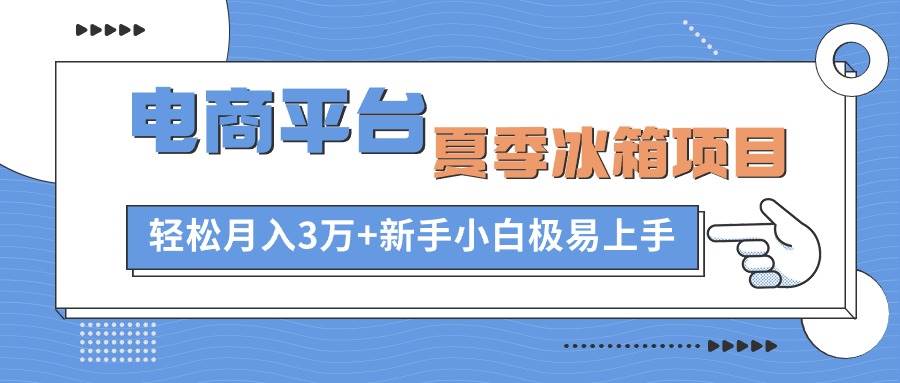 电商平台夏季冰箱项目，轻松月入3万+，新手小白极易上手网创吧-网创项目资源站-副业项目-创业项目-搞钱项目左姐网创