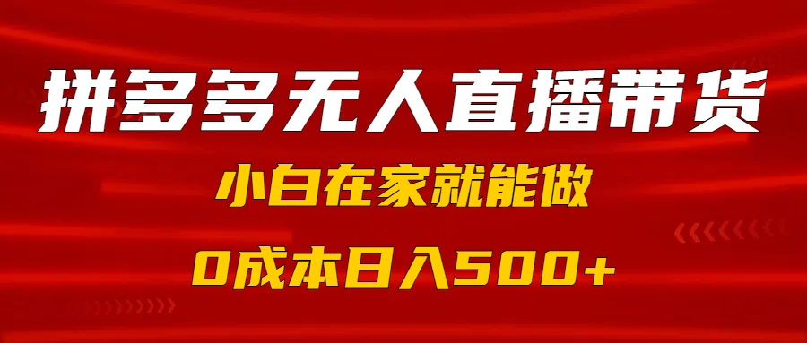 拼多多无人直播带货，小白在家就能做，0成本日入500+网创吧-网创项目资源站-副业项目-创业项目-搞钱项目左姐网创