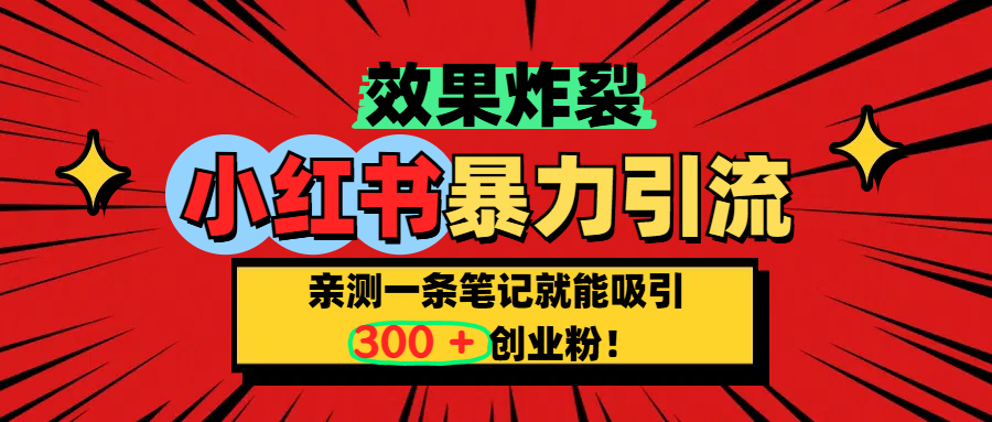 小红书炸裂玩法，亲测一条笔记就能吸引300+精准创业粉！网创吧-网创项目资源站-副业项目-创业项目-搞钱项目左姐网创